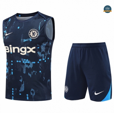 Comprar Camiseta Entrenamiento futbol Sin Mangas Chelsea 2024/2025 Azul marino + Pantalón Corto