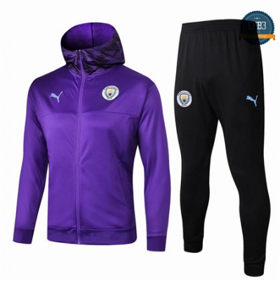 Cfb3 Camisetas D097 Chaqueta Chandal Manchester City Púrpura Negro Sombrero 2019/2020