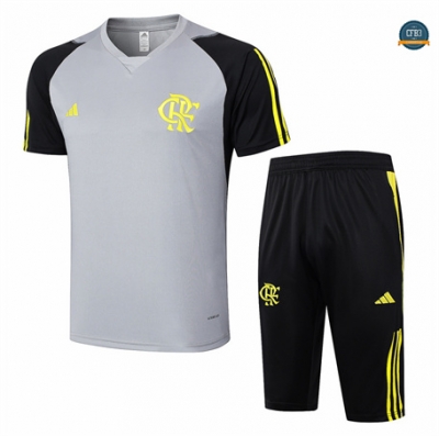 Diseño Camiseta Entrenamiento futbol Flamengo + Pantalón 2024/2025 gris claro