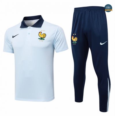 Diseño Camiseta entrenamiento Francia polo + Pantalones azul claro 2024/2025