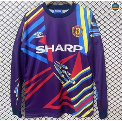 Cfb3 Camiseta futbol Retro 1992-93 Manchester United Equipación Portero Manga Larga Púrpura