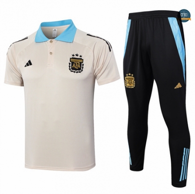 Diseño Camiseta Entrenamiento futbol Polo Argentina + Pantalones 2024/2025 amarillo