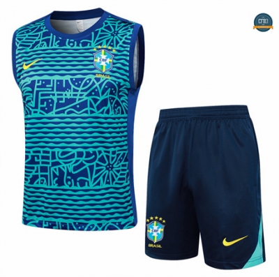 Comprar Camiseta Entrenamiento futbol Sin Mangas Brasil 2024/2025 Azul + Pantalón Corto