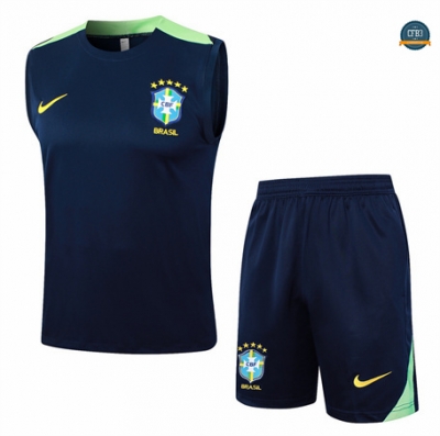 Venta Camiseta Entrenamiento futbol Sin Mangas Brasil 2024/2025 Azul marino + Pantalón Corto