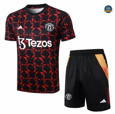 Diseño Camiseta Entrenamiento futbol Manchester United + Pantalón 2024/2025 negro