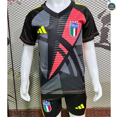 Cfb3 Camiseta futbol Italia Niños Equipación Portero Negro 2024/2025