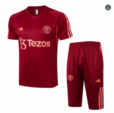 Nuevas Camiseta entrenamiento Manchester United + Pantalón Corto rojo granate 2024/2025