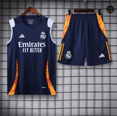 Venta Camiseta Entrenamiento futbol Sin Mangas Real Madrid 2024/2025 Azul marino + Pantalón Corto