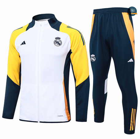 Nuevas Chaqueta Chándal Fútbol Real Madrid Niño Equipación 2024/2025 Blanco