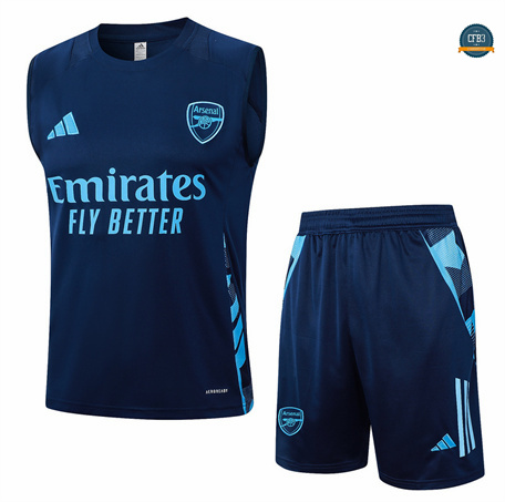 Diseño Camiseta Entrenamiento futbol Sin Mangas Arsenal 2024/2025 Azul marino + Pantalón Corto