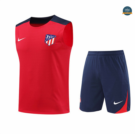 Crear Camiseta Entrenamiento futbol Sin Mangas Atletico Madrid 2024/2025 rojo + Pantalón Corto