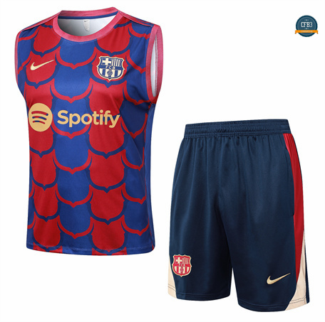 Nuevas Camiseta Entrenamiento futbol Sin Mangas Barcelona 2024/2025 rojo + Pantalón Corto