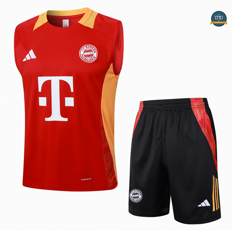 Buscar Camiseta Entrenamiento futbol Sin Mangas Bayern Munich 2024/2025 rojo + Pantalón Corto