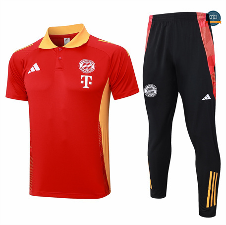 Diseño Camiseta Entrenamiento futbol Polo Bayern Munich + Pantalones 2024/2025 rojo