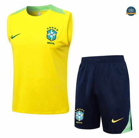 Buscar Camiseta Entrenamiento futbol Sin Mangas Brasil 2024/2025 amarillo + Pantalón Corto