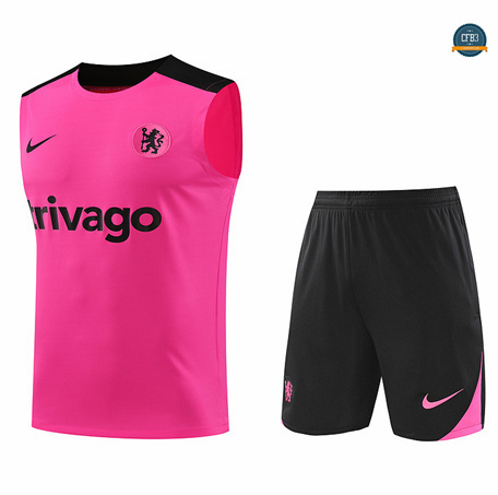 Ofertas Camiseta Entrenamiento futbol Sin Mangas Chelsea 2024/2025 rosa + Pantalón Corto