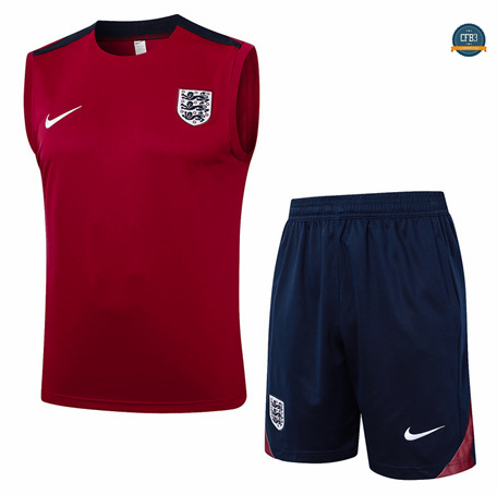 Crear Camiseta Entrenamiento futbol Sin Mangas Inglaterra 2024/2025 rojo granate + Pantalón Corto