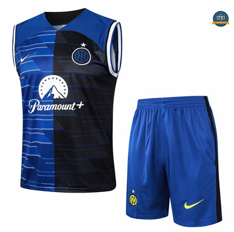 Hacer Camiseta Entrenamiento futbol Sin Mangas Inter Milan 2024/2025 Azul + Pantalón Corto