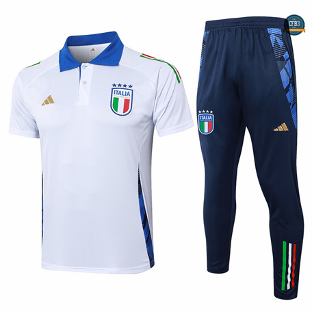 Nuevas Camiseta Entrenamiento futbol Polo Italia + Pantalones 2024/2025 Blanco