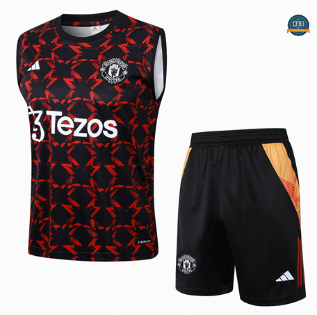 Outlet Camiseta Entrenamiento futbol Sin Mangas Manchester United 2024/2025 negro + Pantalón Corto