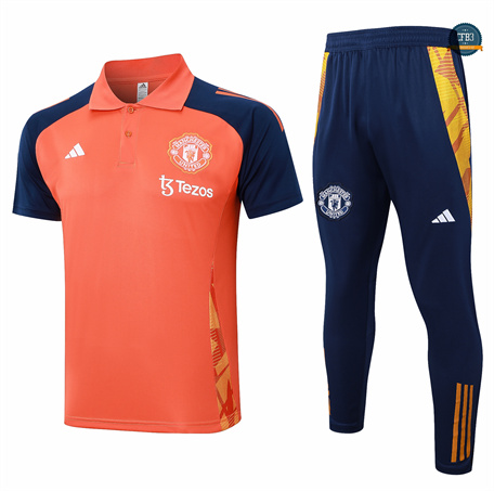 Ofertas Camiseta Entrenamiento futbol Polo Manchester United + Pantalones 2024/2025 Naranja