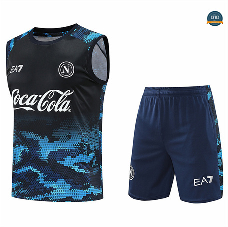 Hacer Camiseta Entrenamiento futbol Sin Mangas Napoli 2024/2025 Azul + Pantalón Corto