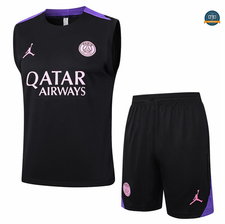 Nuevas Camiseta Entrenamiento futbol Sin Mangas Paris Saint Germain 2024/2025 negro + Pantalón Corto