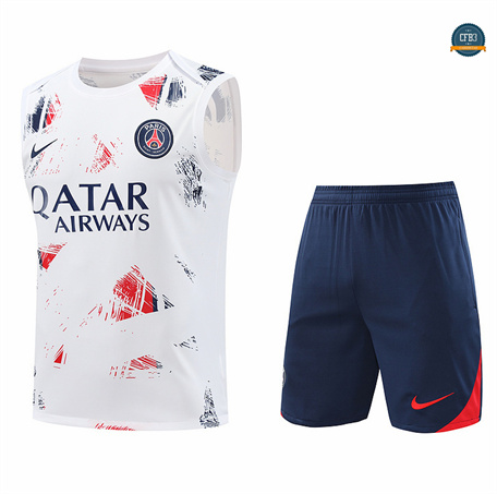 Outlet Camiseta Entrenamiento futbol Sin Mangas Paris Saint Germain 2024/2025 Blanco + Pantalón Corto