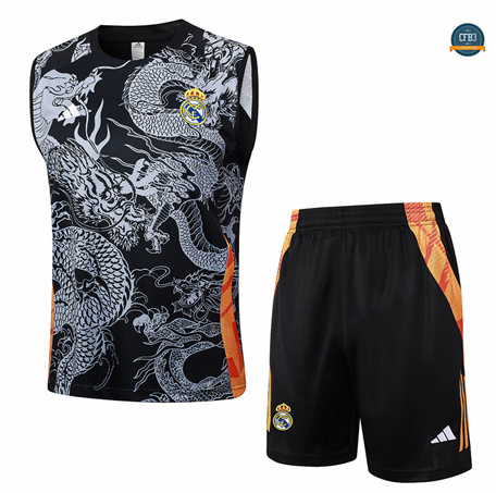 Crear Camiseta Entrenamiento futbol Sin Mangas Real Madrid 2024/2025 negro + Pantalón Corto