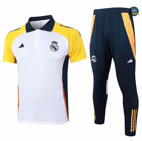 Venta Camiseta Entrenamiento futbol Polo Real Madrid + Pantalones 2024/2025 Blanco