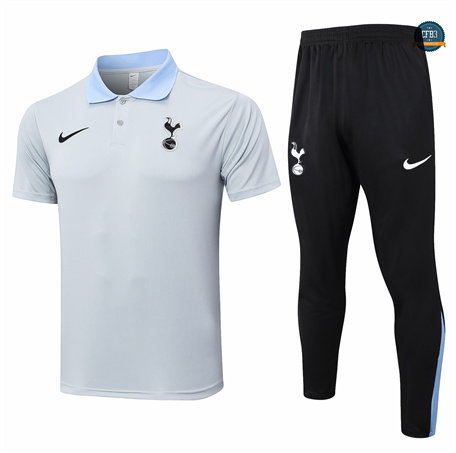 Diseño Camiseta Entrenamiento futbol Polo Tottenham Hotspur + Pantalones 2024/2025 gris claro